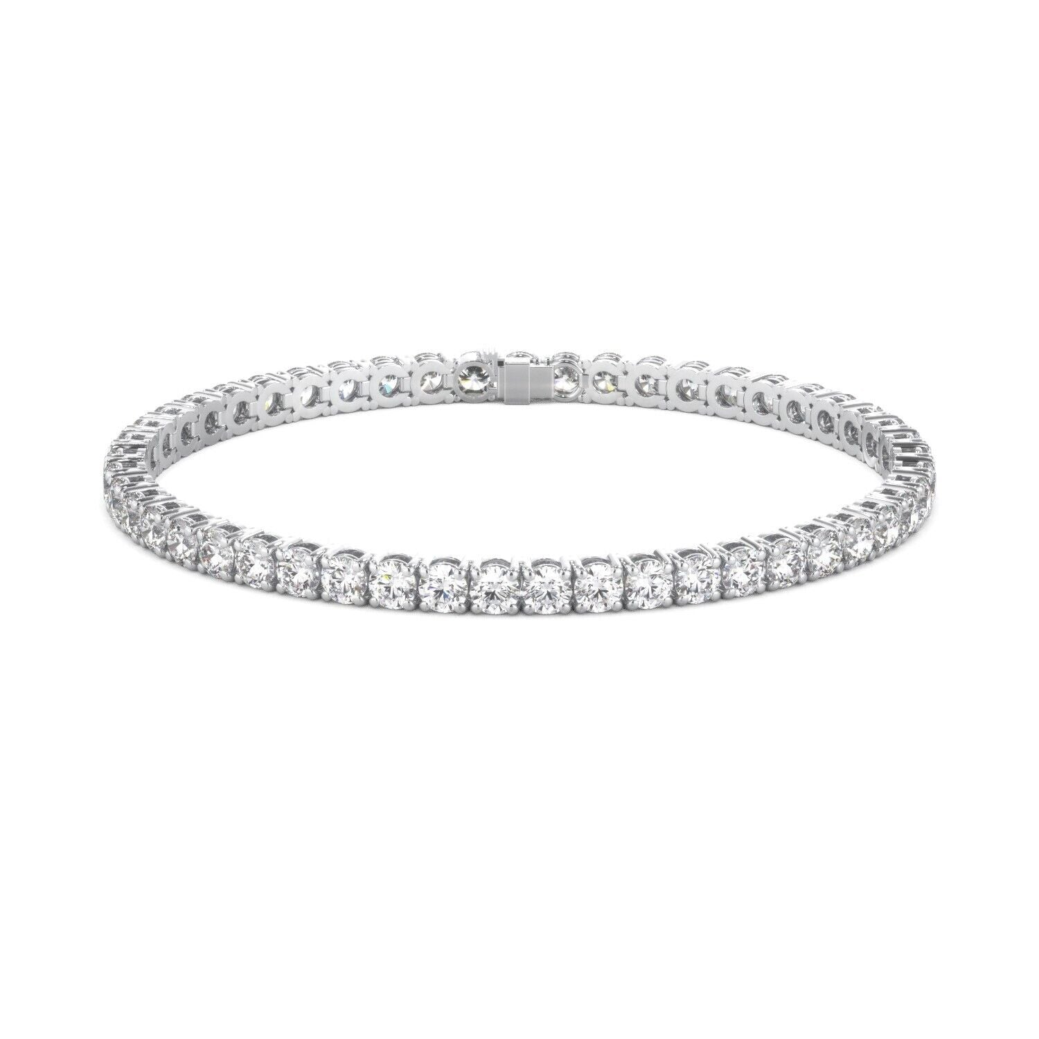 Lab Grown Diamond Tennis Bracelet D-E VS1-VS2 14K White Gold 6.88cttw 4 Prong